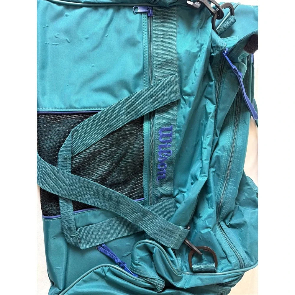 Vintage Wilson Sporting Goods Duffle Bag Teal Blue Purple Retro Gym Bag Carry On